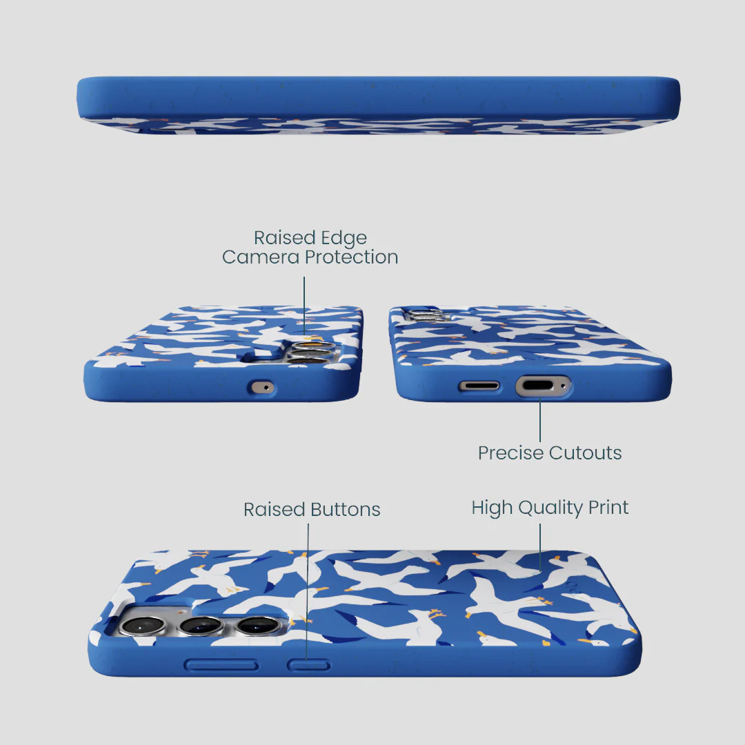 Electric Blue Seagulls Samsung Galaxy S25+(Plus) Case - Image 3