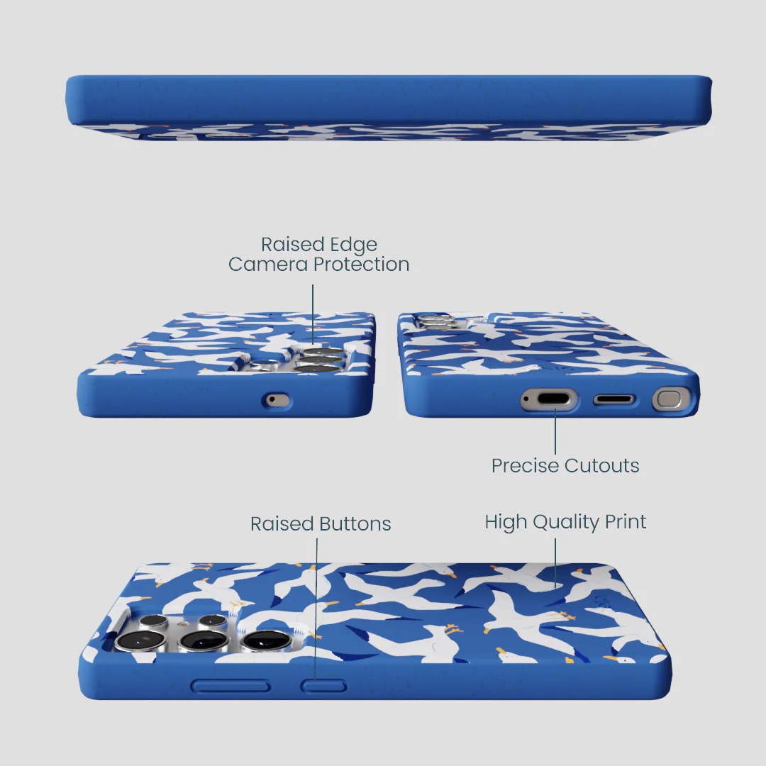 Electric Blue Seagulls Samsung Galaxy S25 Ultra Case - Image 3