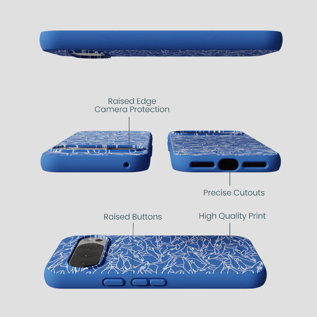 Electric Blue Shark Frenzy Google Pixel 10/10 Pro Case - Image 2