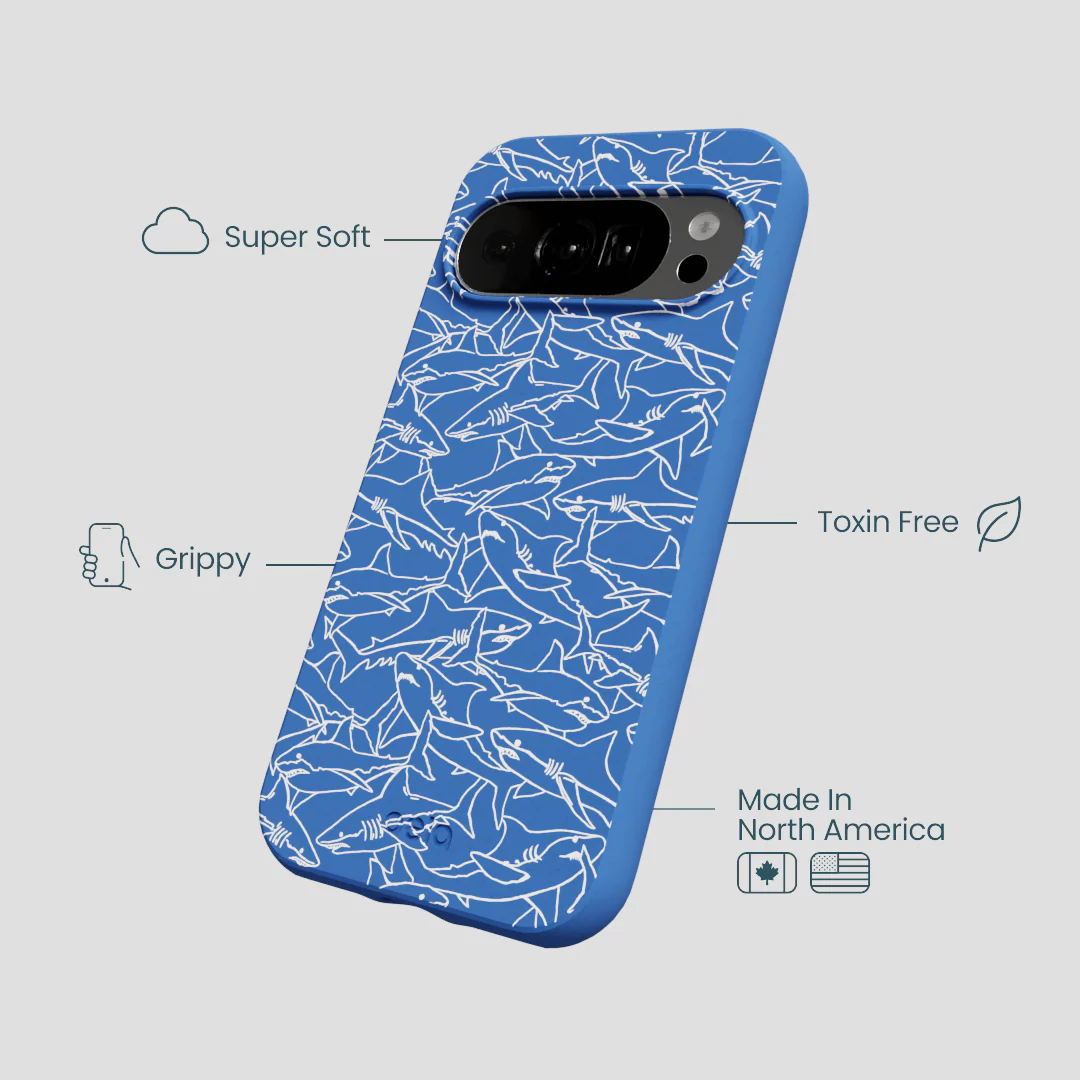 Electric Blue Shark Frenzy Google Pixel 10/10 Pro Case - Image 3