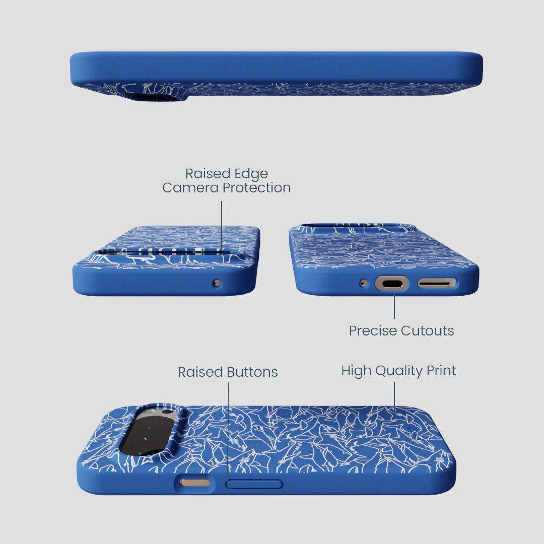 Electric Blue Shark Frenzy Google Pixel 9/9 Pro Case - Image 2