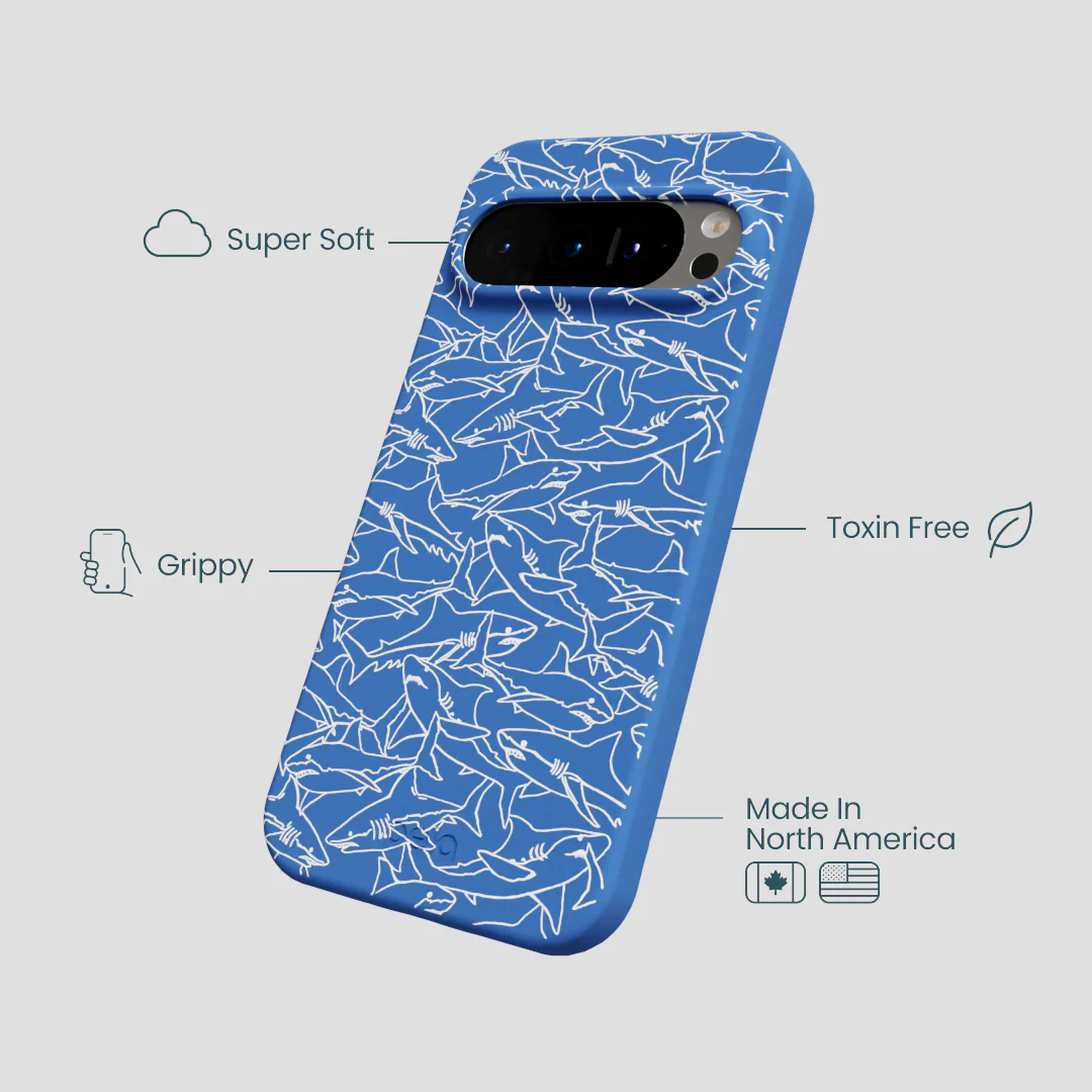 Electric Blue Shark Frenzy Google Pixel 9/9 Pro Case - Image 3
