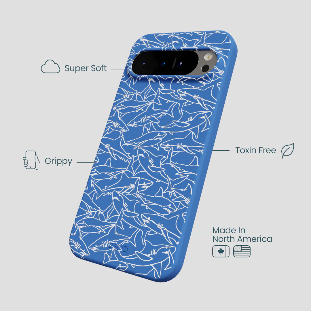Electric Blue Shark Frenzy Google Pixel 9 Pro XL Case - Image 3