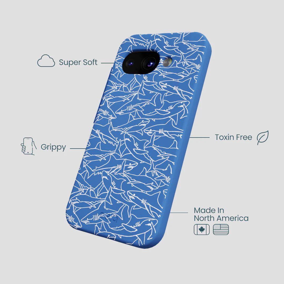 Electric Blue Shark Frenzy Google Pixel 9a Case - Image 3