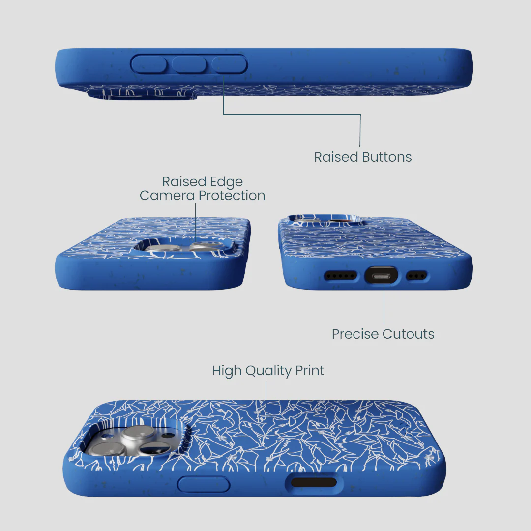 Electric Blue Shark Frenzy iPhone 16 Pro Case - Image 3