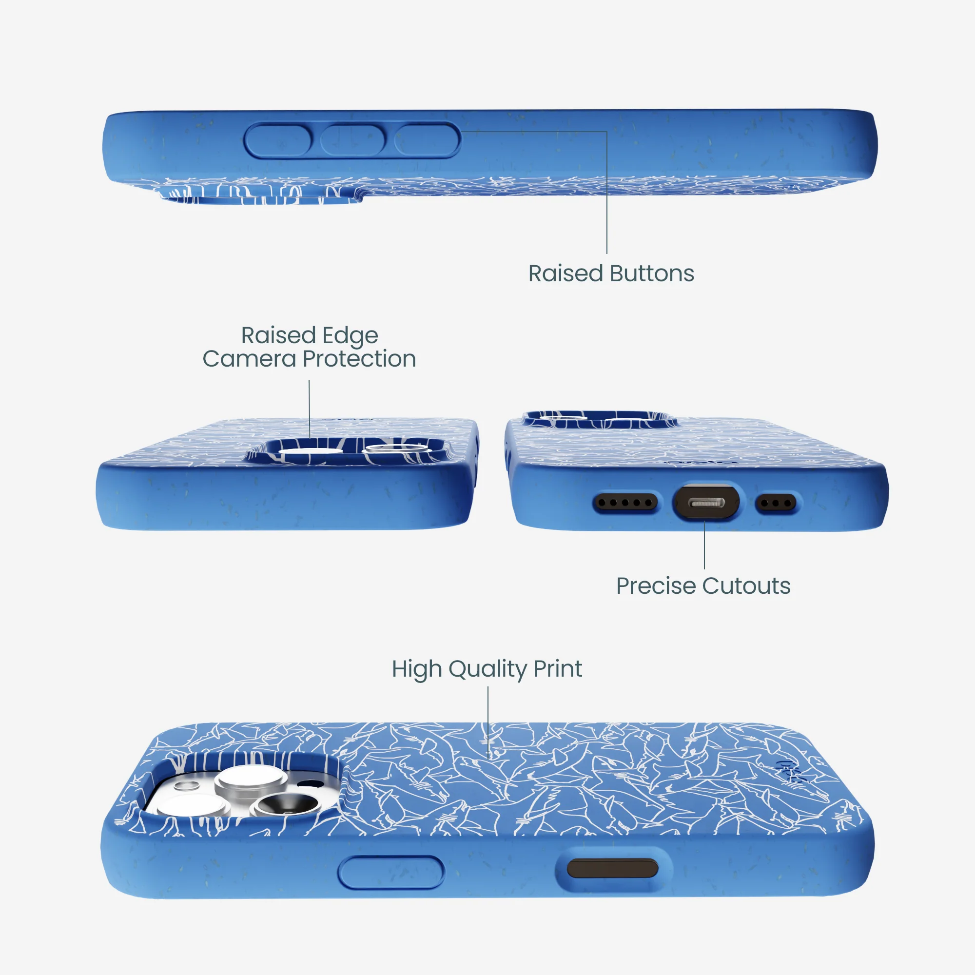 Electric Blue Shark Frenzy iPhone 16 Pro Max Case - Image 3