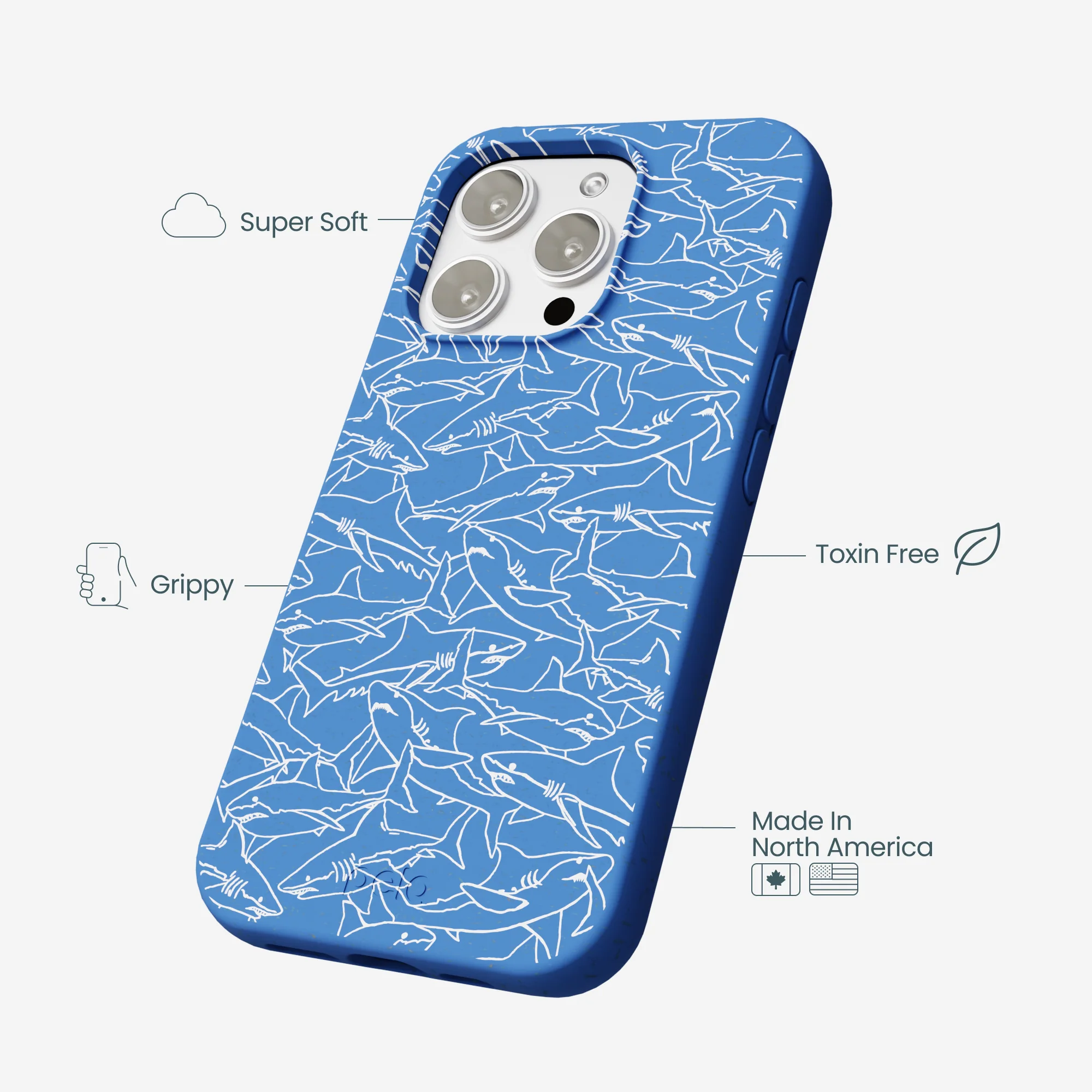 Electric Blue Shark Frenzy iPhone 16 Pro Max Case - Image 4