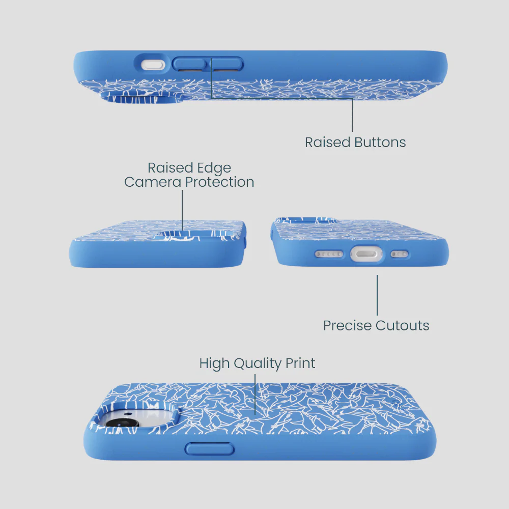 Electric Blue Shark Frenzy iPhone 16e/17e Case - Image 3