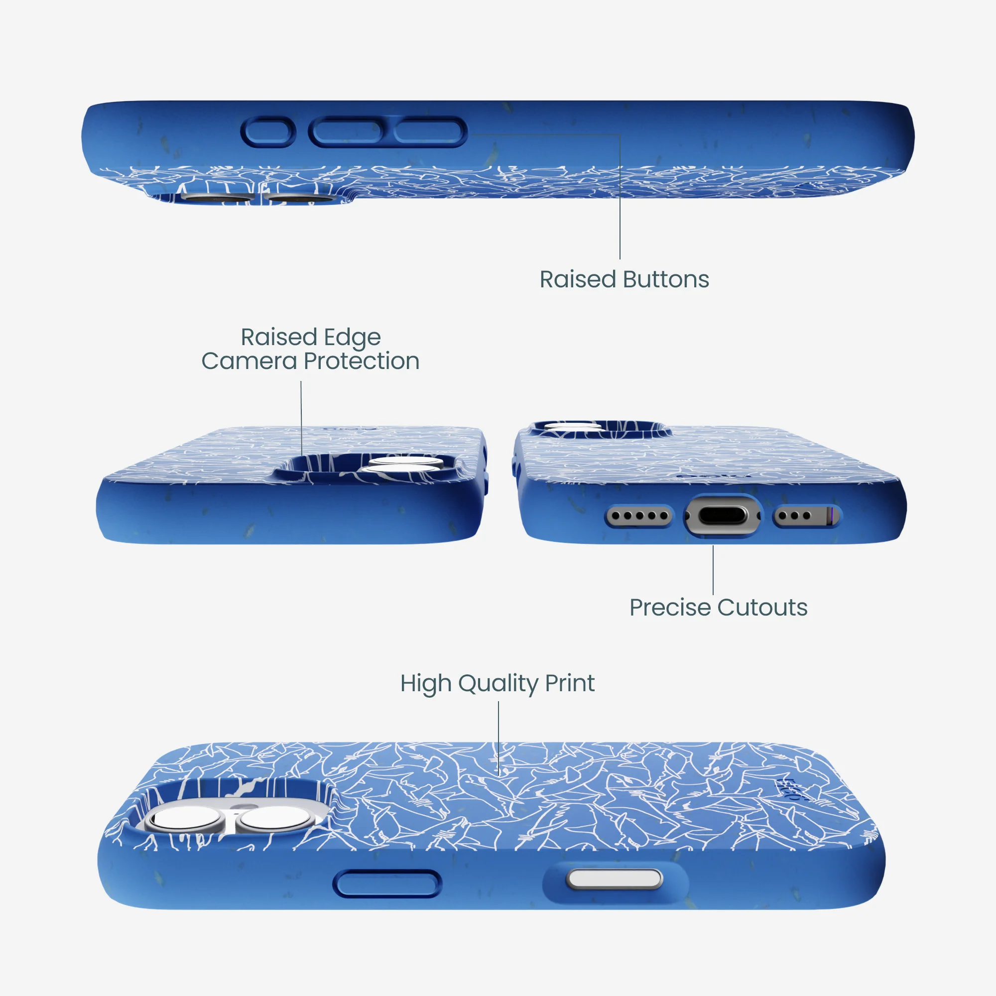Electric Blue Shark Frenzy iPhone 17 Case - Image 3