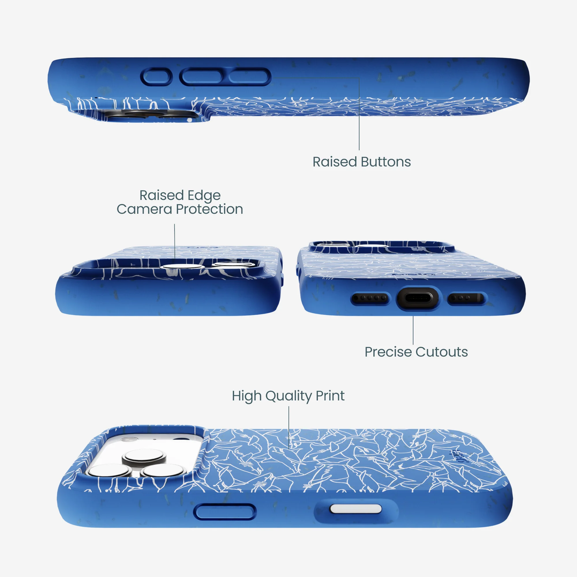 Electric Blue Shark Frenzy iPhone 17 Pro Case - Image 3