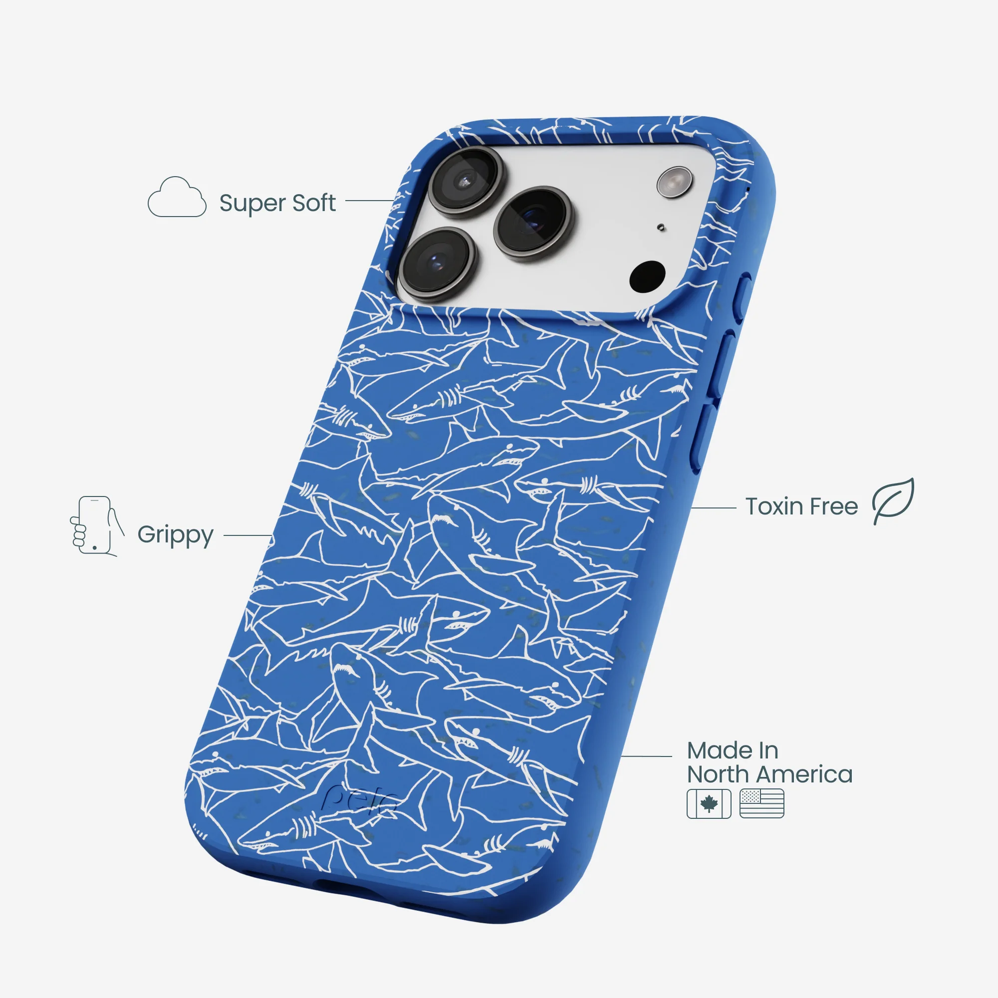 Electric Blue Shark Frenzy iPhone 17 Pro Case - Image 4