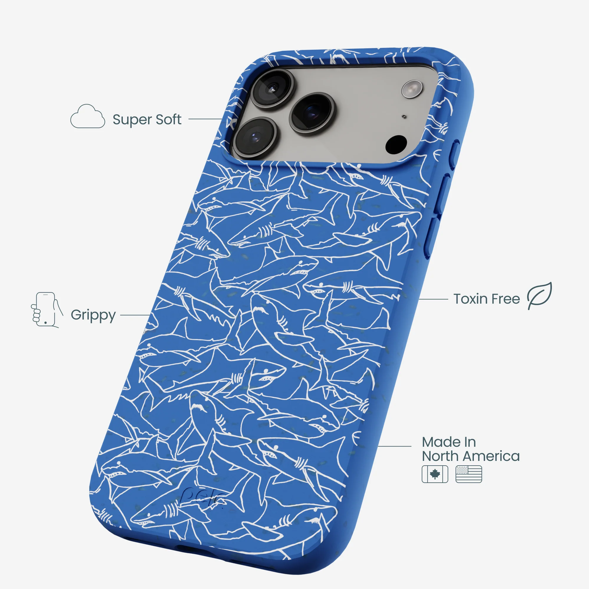 Electric Blue Shark Frenzy iPhone 17 Pro Max Case - Image 4