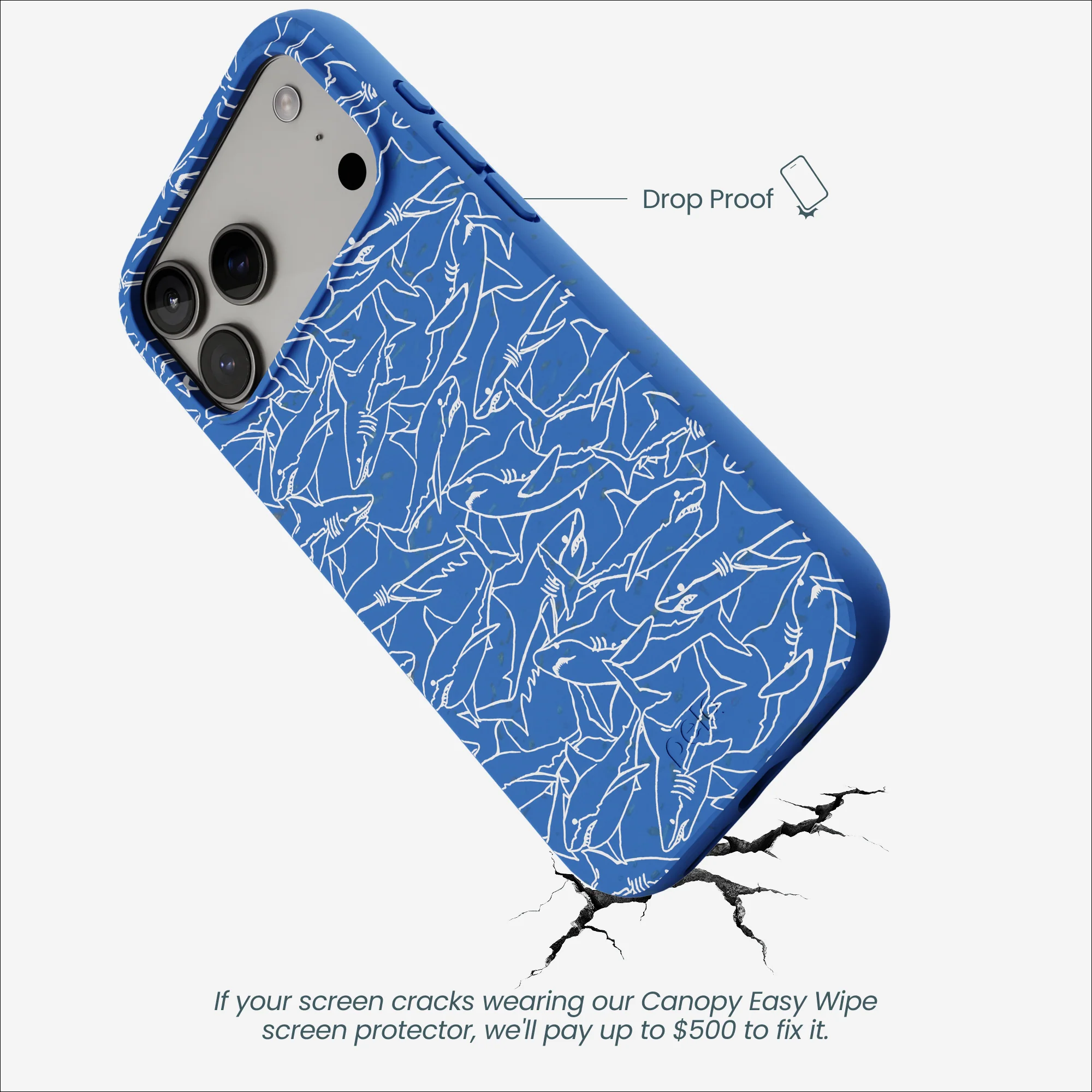 Electric Blue Shark Frenzy iPhone 17 Pro Max Case - Image 5