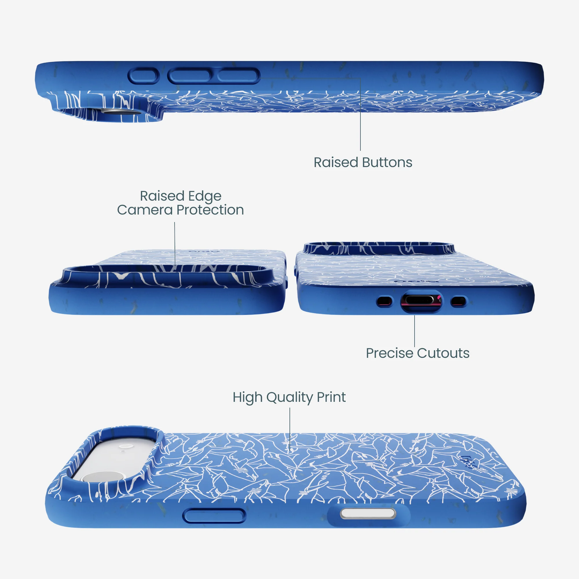 Electric Blue Shark Frenzy iPhone Air Case - Image 3
