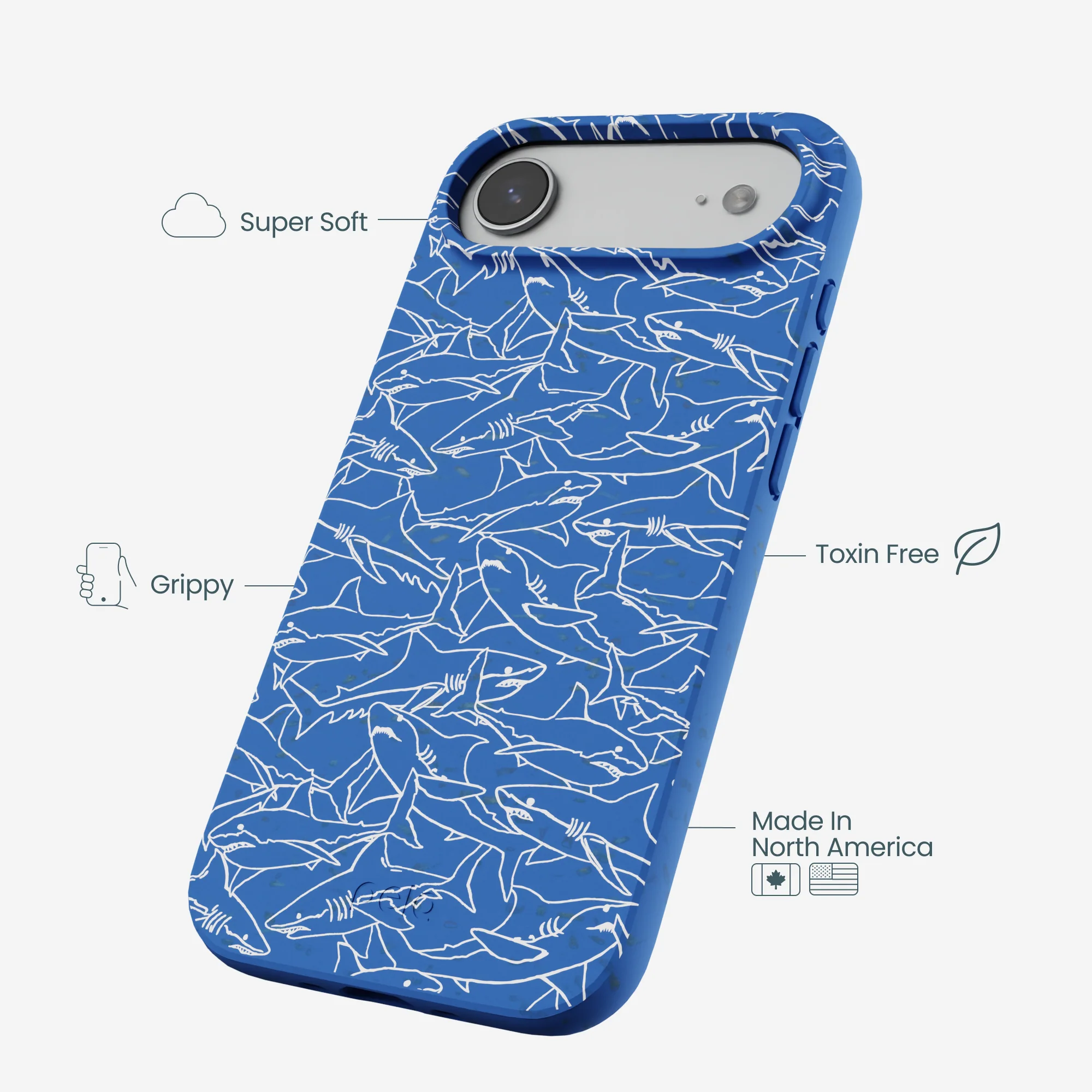 Electric Blue Shark Frenzy iPhone Air Case - Image 4