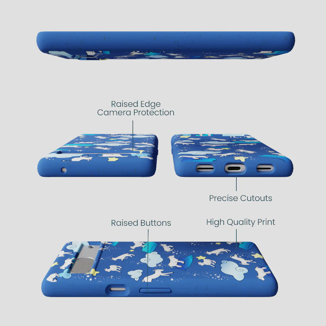 Electric Blue Sheep Dreamers Google Pixel 7a Case - Image 3