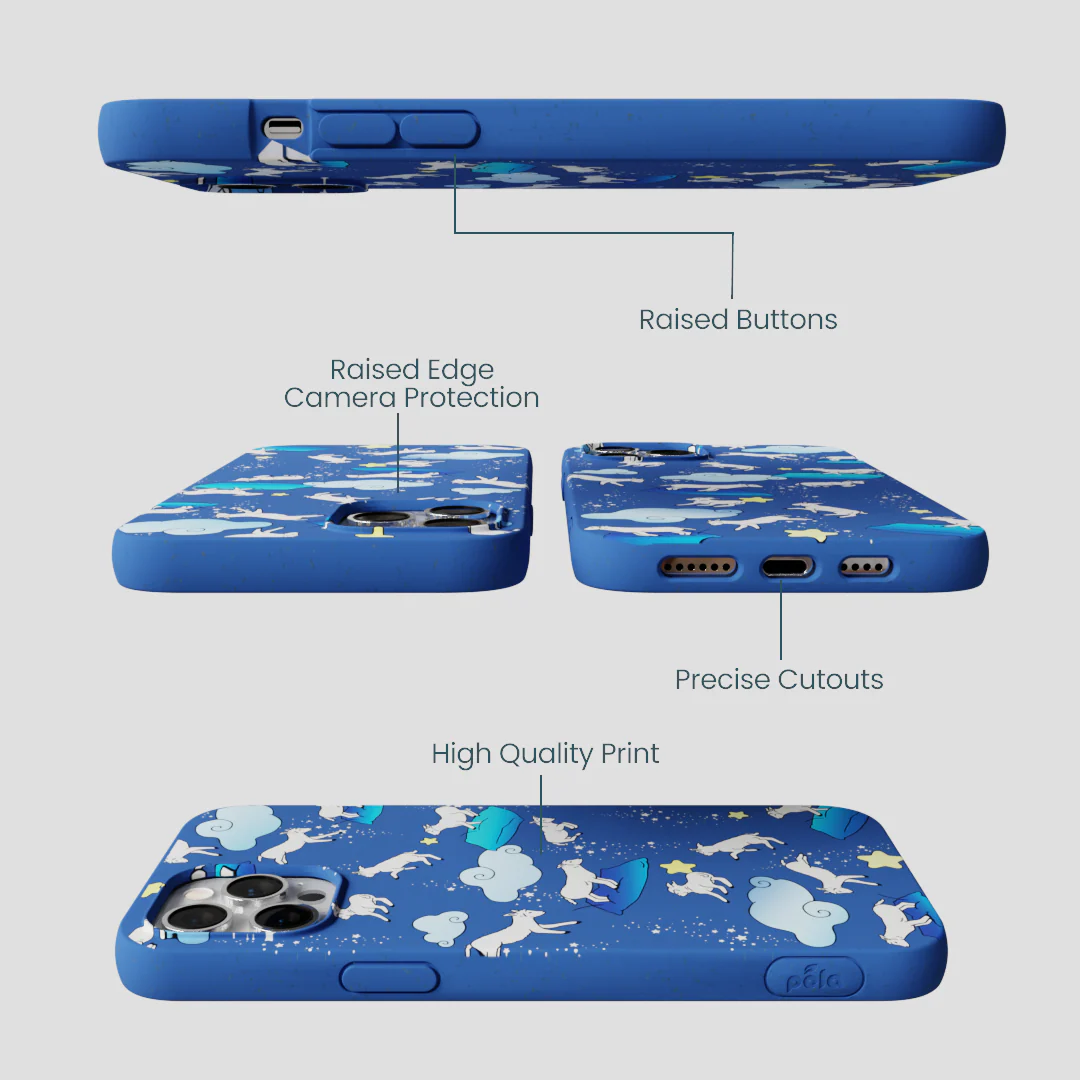 Electric Blue Sheep Dreamers iPhone 12 Pro Max Case - Image 3
