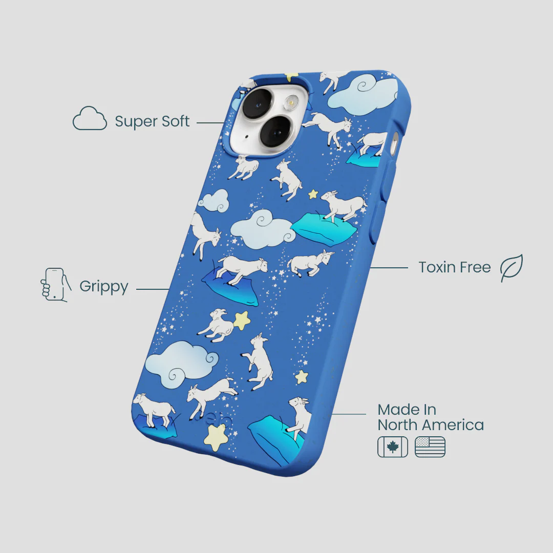 Electric Blue Sheep Dreamers iPhone 13 Case - Image 4