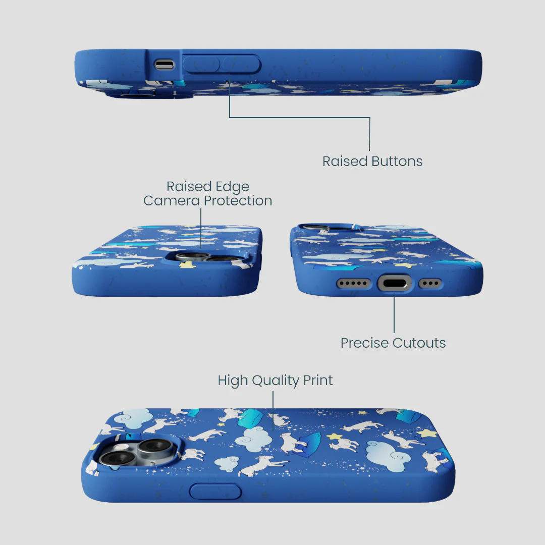 Electric Blue Sheep Dreamers iPhone 14 Case - Image 3