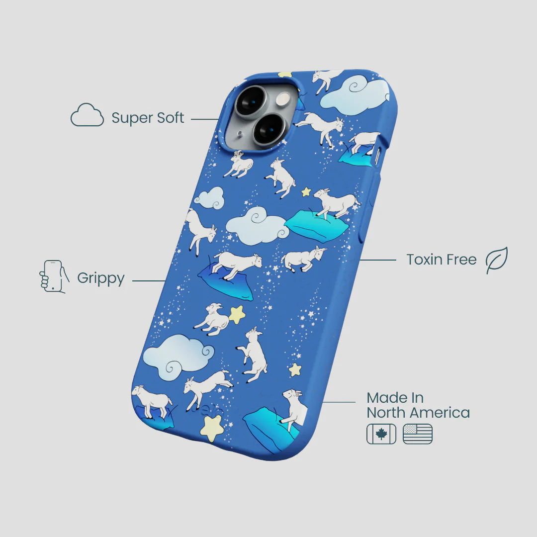 Electric Blue Sheep Dreamers iPhone 14 Case - Image 4
