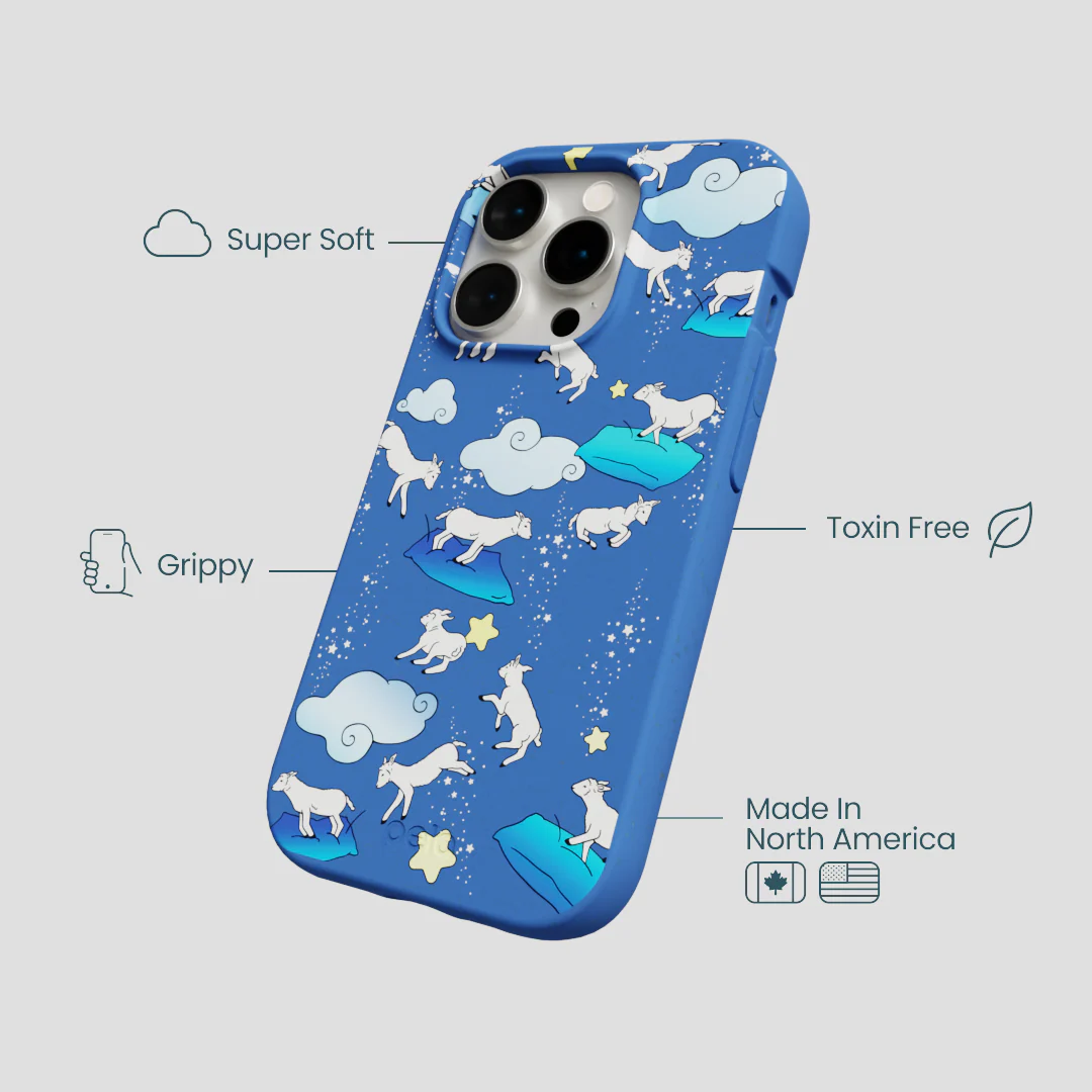 Electric Blue Sheep Dreamers iPhone 14 Pro Case - Image 4