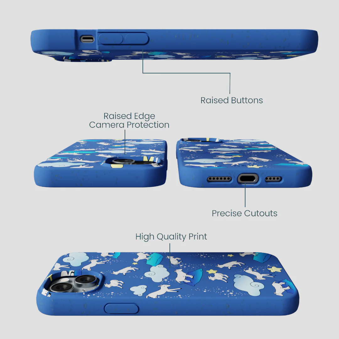 Electric Blue Sheep Dreamers iPhone 15 Plus Case - Image 3