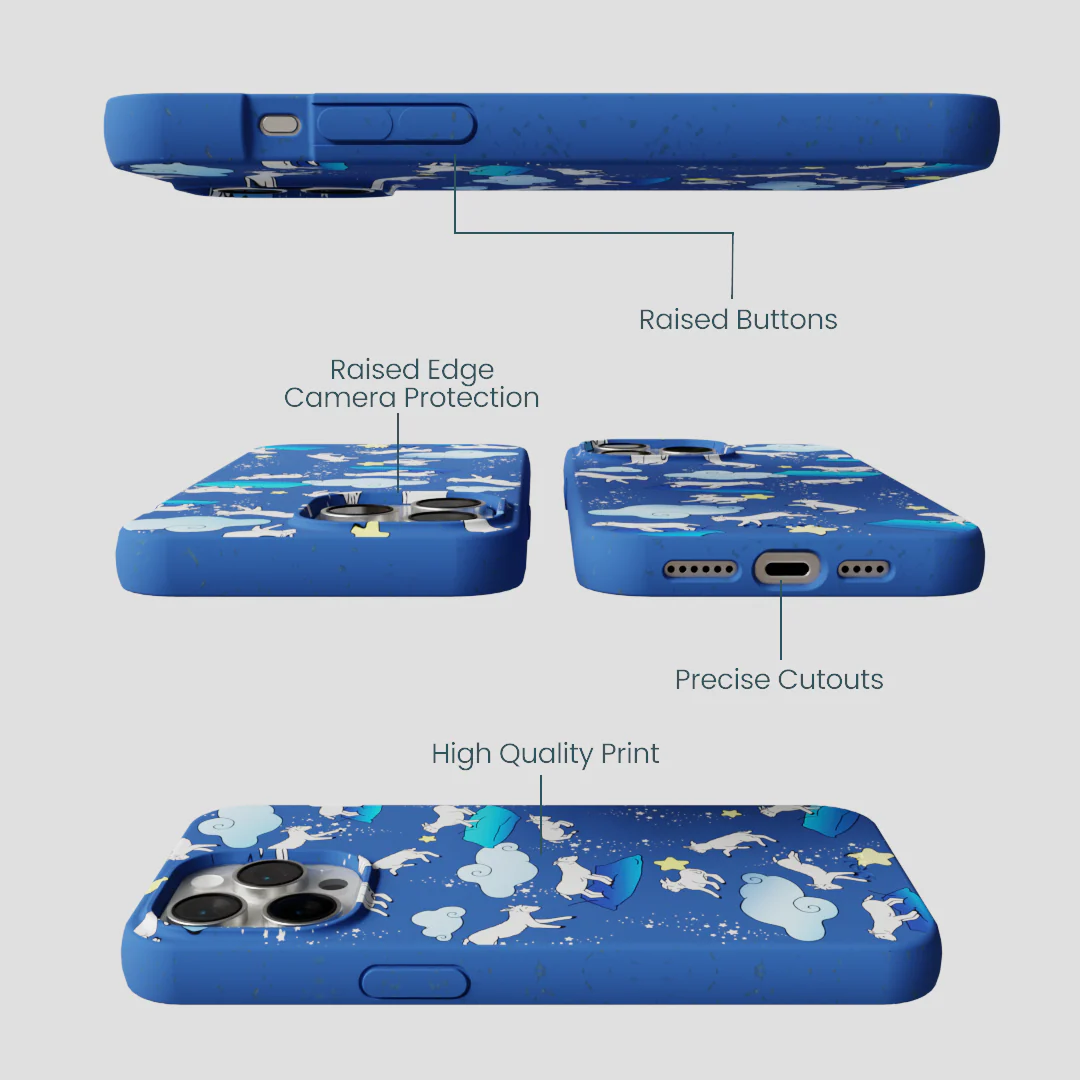 Electric Blue Sheep Dreamers iPhone 15 Pro Max Case - Image 3