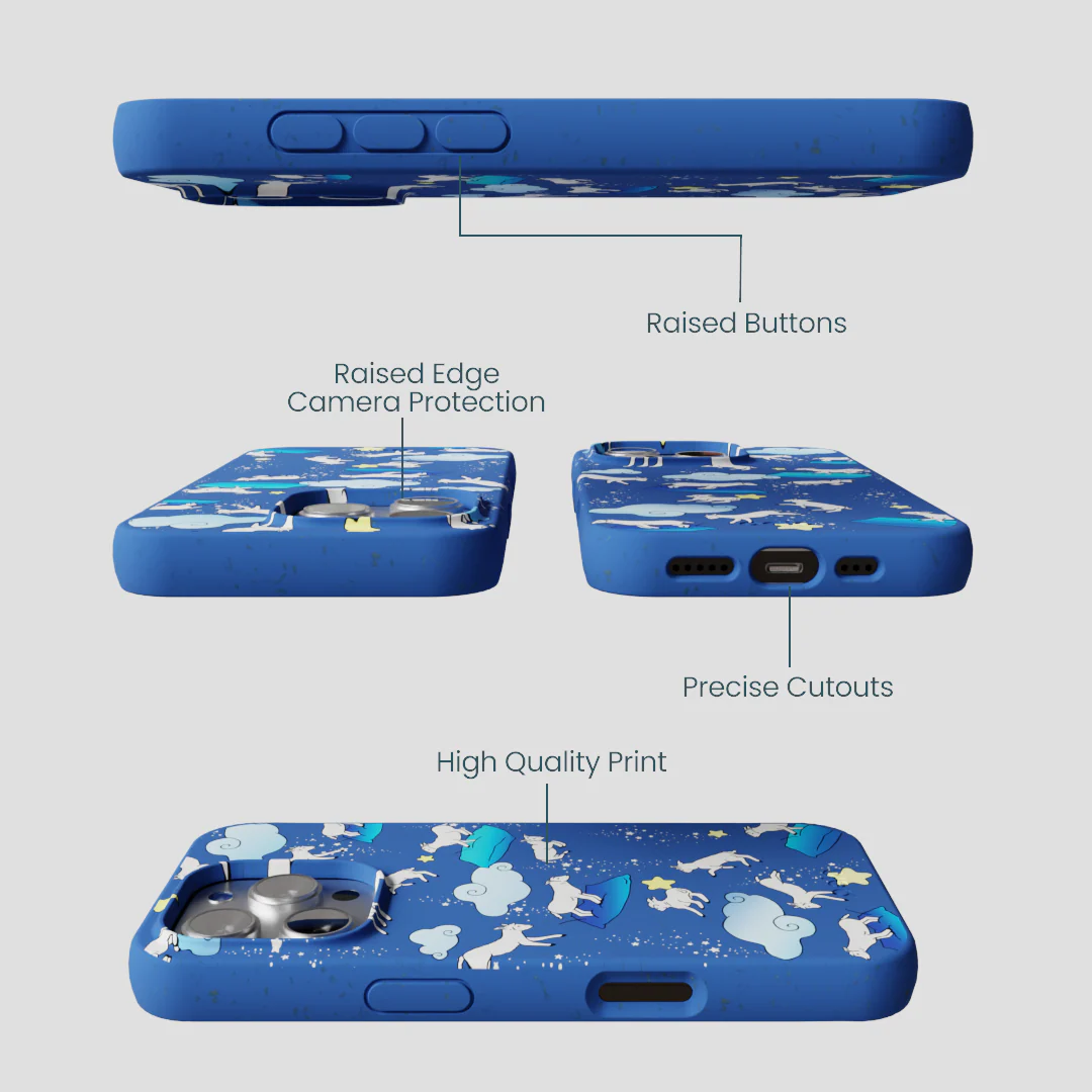 Electric Blue Sheep Dreamers iPhone 16 Pro Case - Image 3