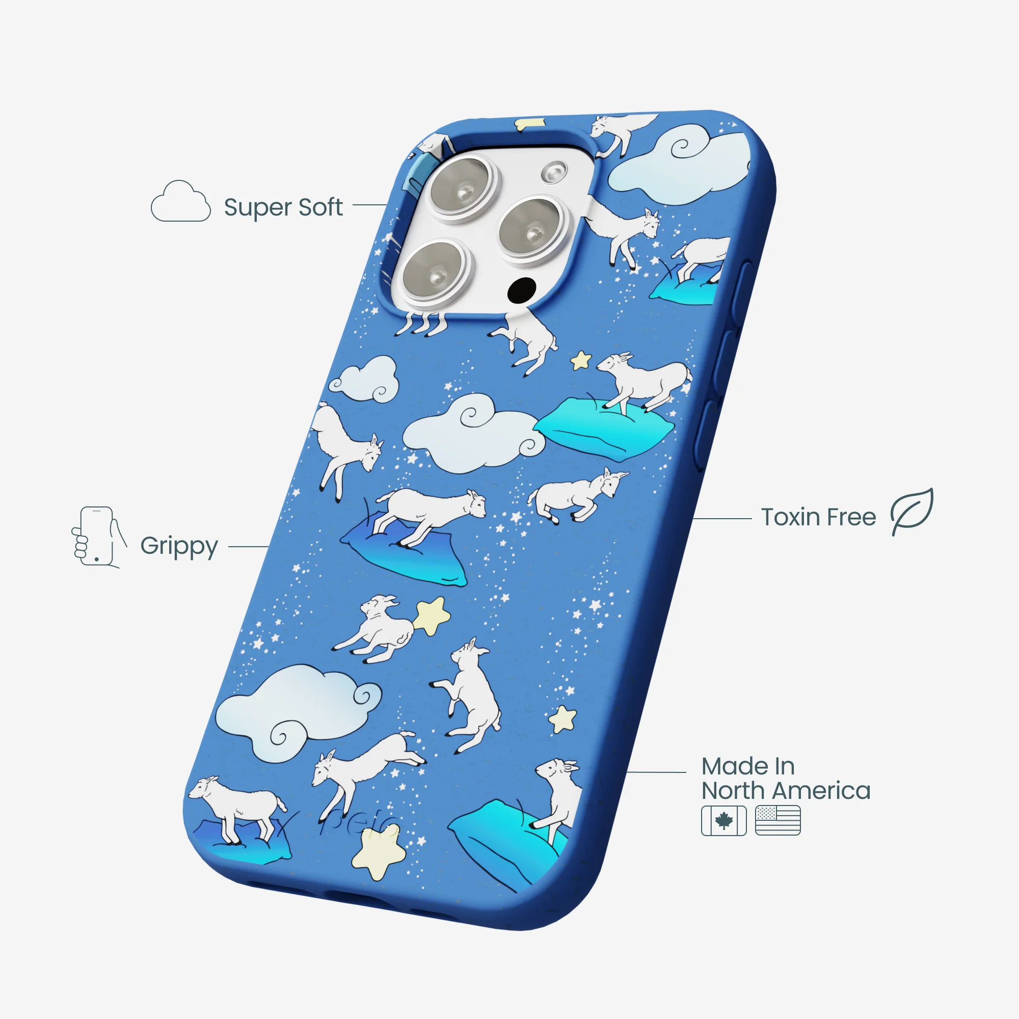 Electric Blue Sheep Dreamers iPhone 16 Pro Max Case - Image 4