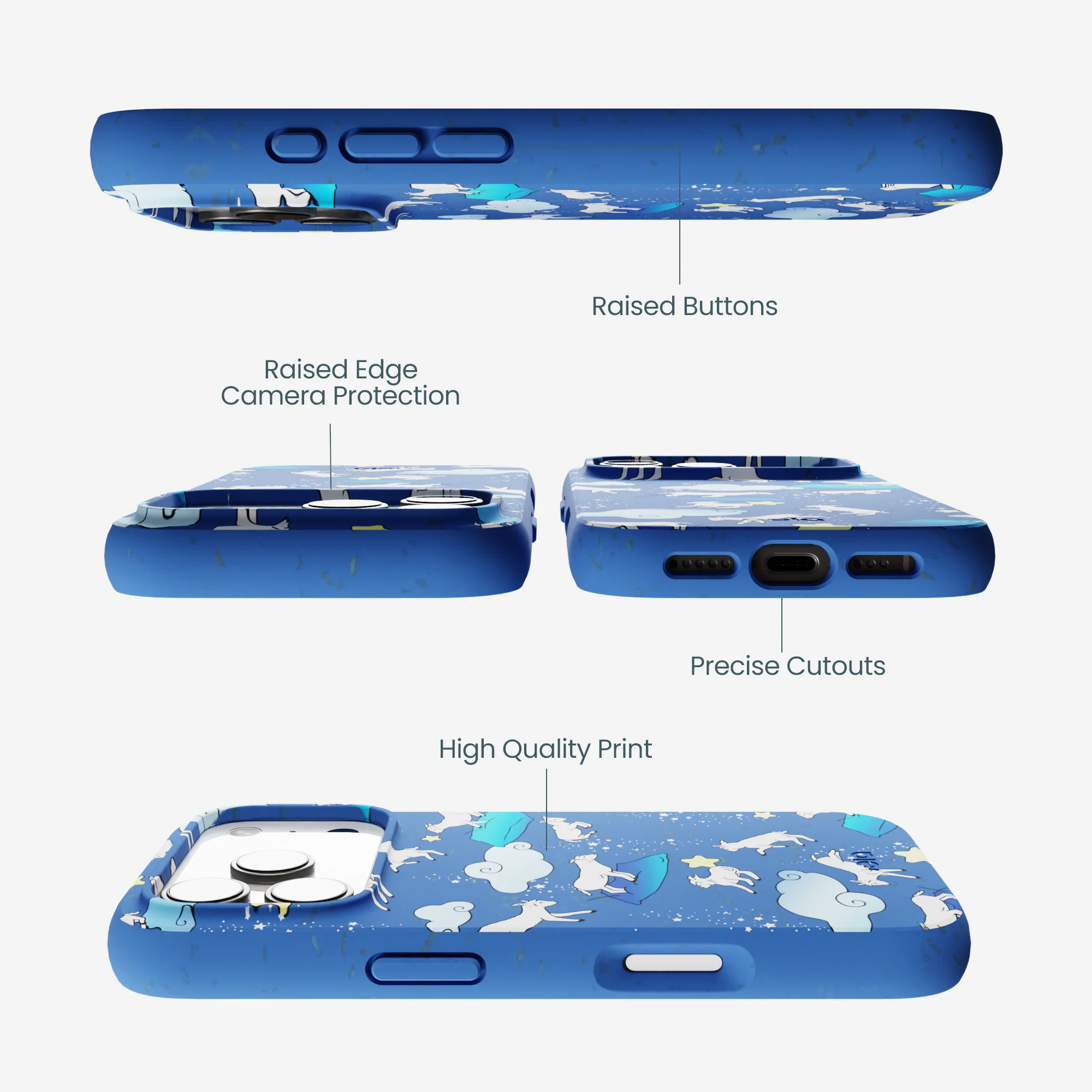 Electric Blue Sheep Dreamers iPhone 17 Pro Case - Image 3