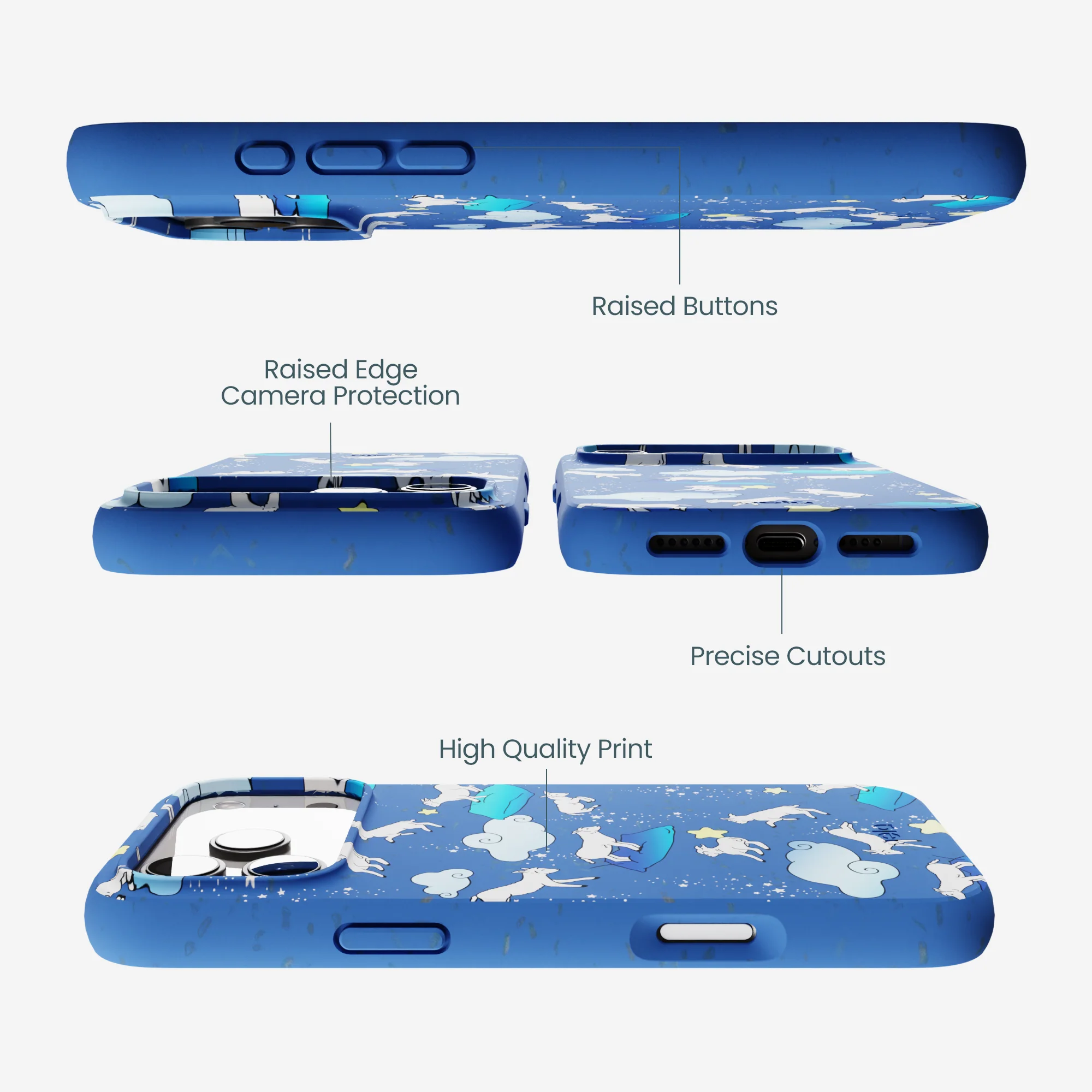 Electric Blue Sheep Dreamers iPhone 17 Pro Max Case - Image 3