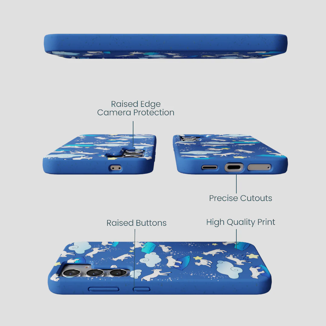 Electric Blue Sheep Dreamers Samsung Galaxy S25 Case - Image 3