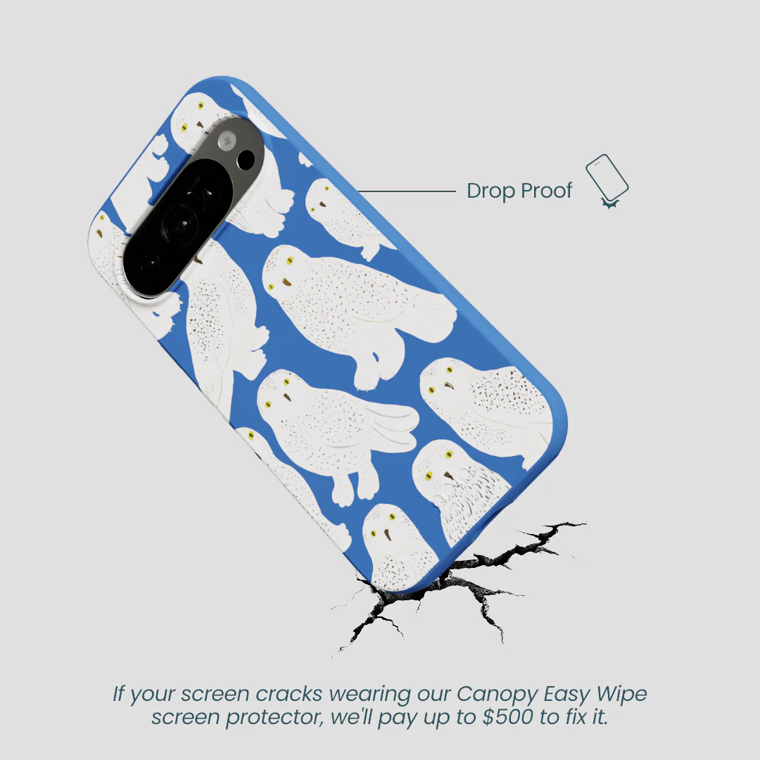 Electric Blue Snowy Owls Google Pixel 10/10 Pro Case - Image 5