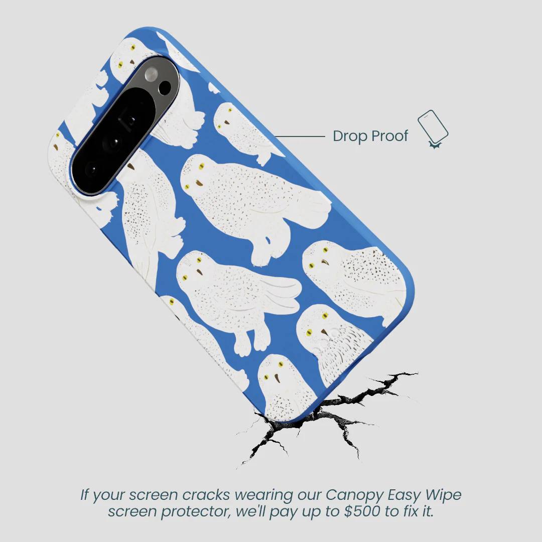 Electric Blue Snowy Owls Google Pixel 10 Pro XL Case - Image 4