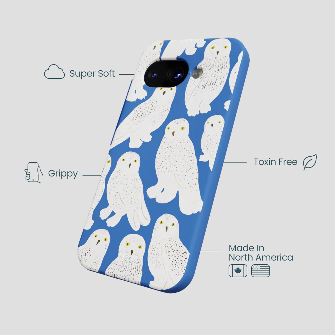 Electric Blue Snowy Owls Google Pixel 9a Case - Image 3