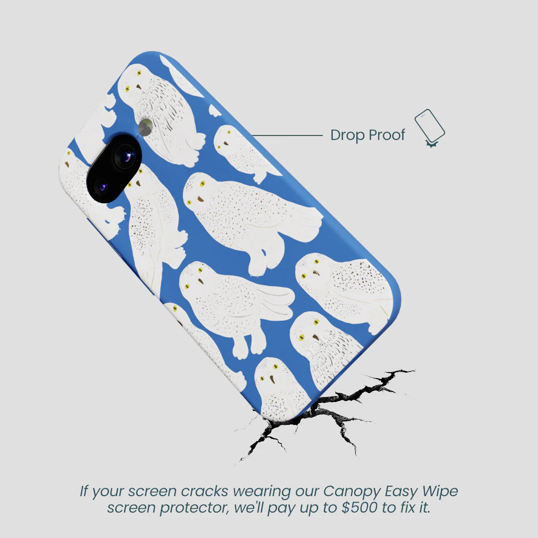 Electric Blue Snowy Owls Google Pixel 9a Case - Image 4