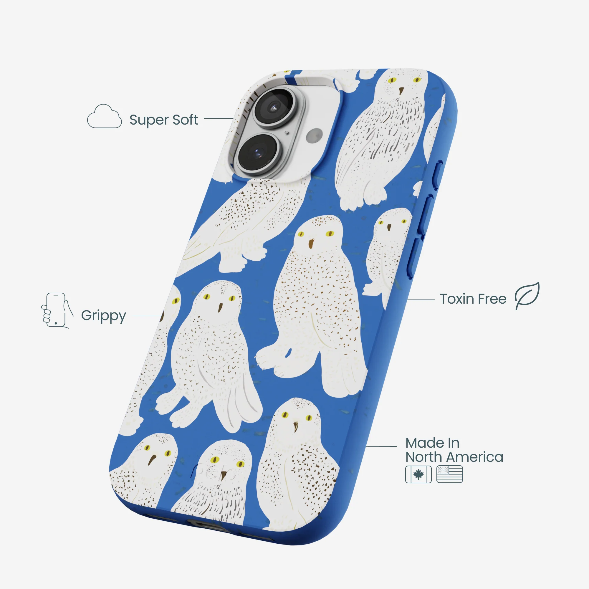Electric Blue Snowy Owls iPhone 17 Case - Image 4