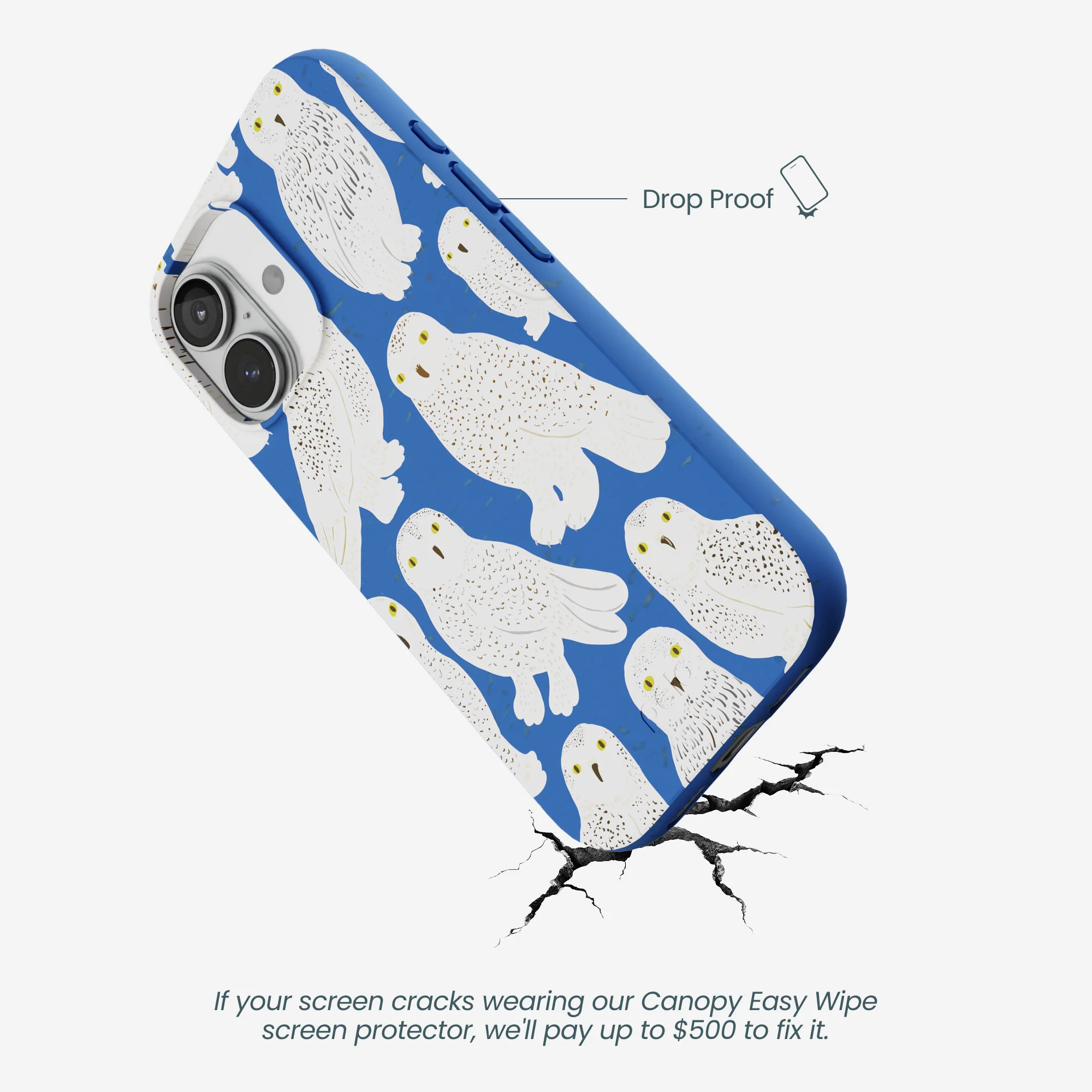 Electric Blue Snowy Owls iPhone 17 Case - Image 5
