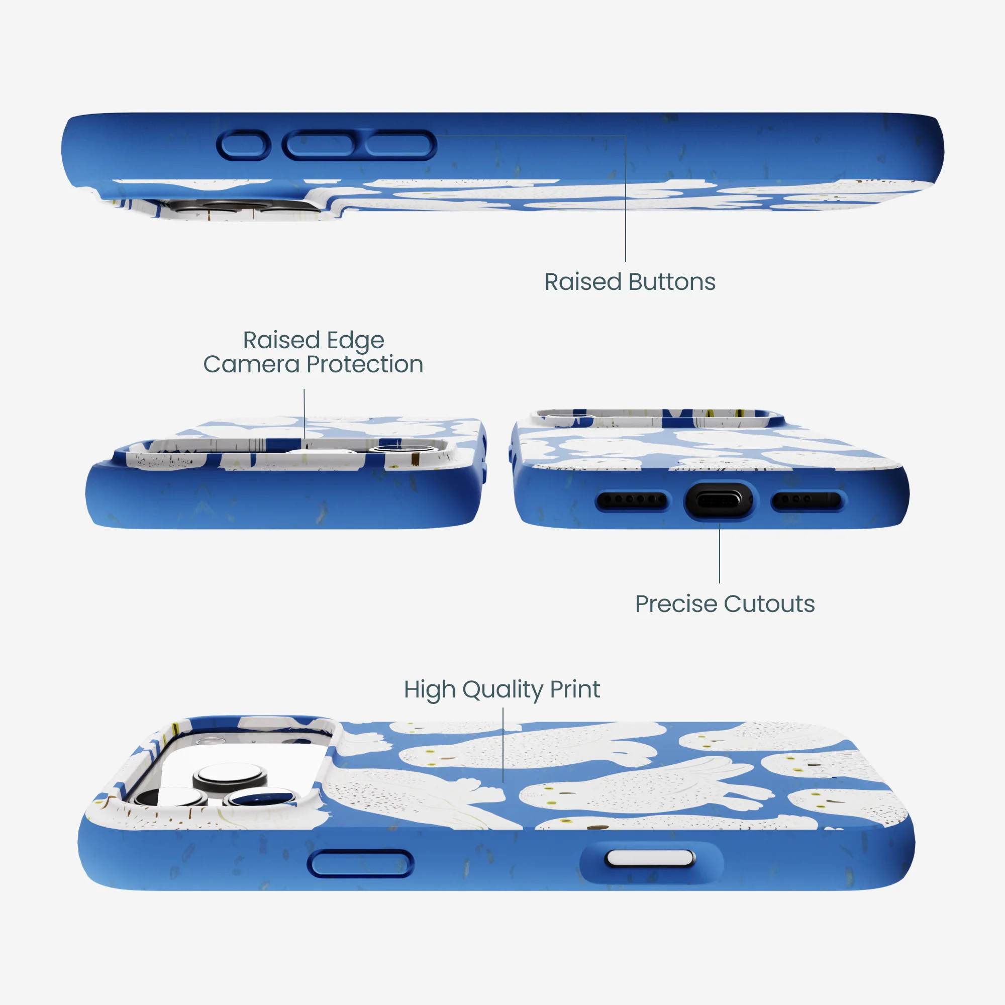 Electric Blue Snowy Owls iPhone 17 Pro Max Case - Image 3