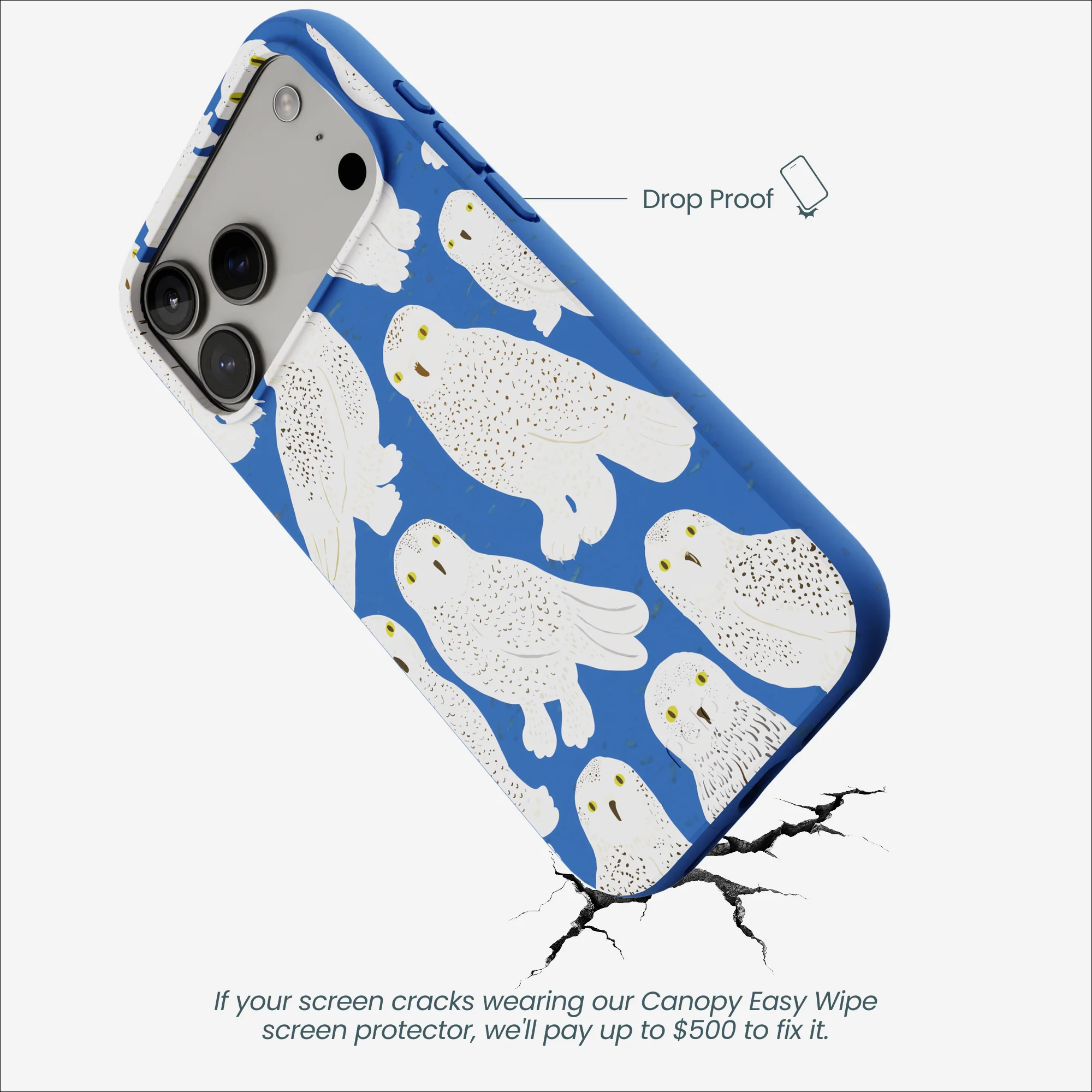 Electric Blue Snowy Owls iPhone 17 Pro Max Case - Image 5