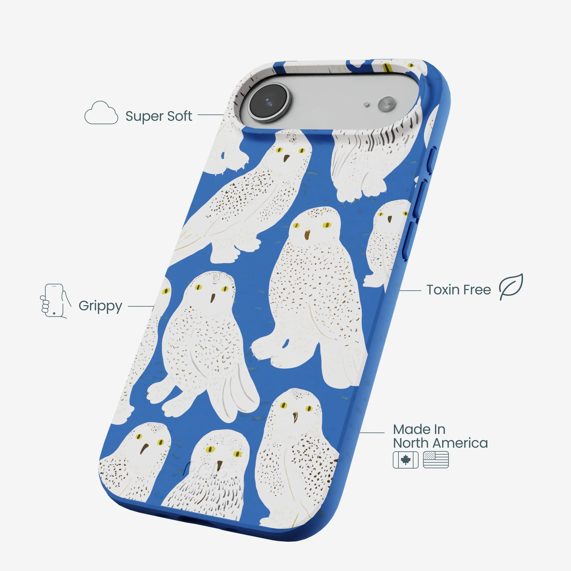 Electric Blue Snowy Owls iPhone Air Case - Image 4