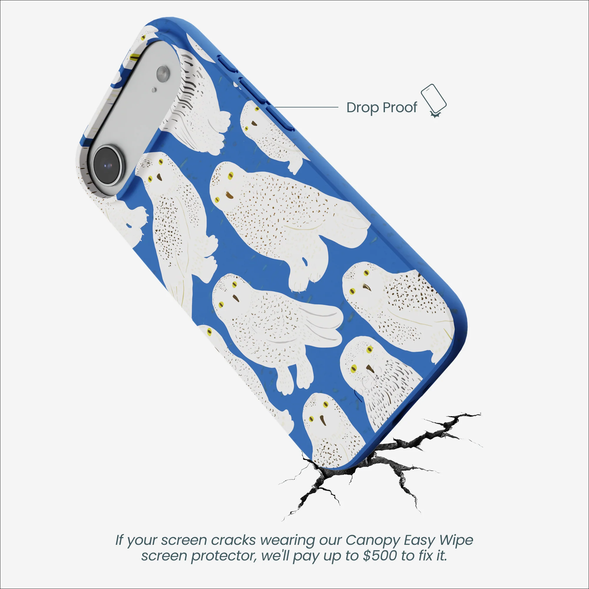 Electric Blue Snowy Owls iPhone Air Case - Image 5
