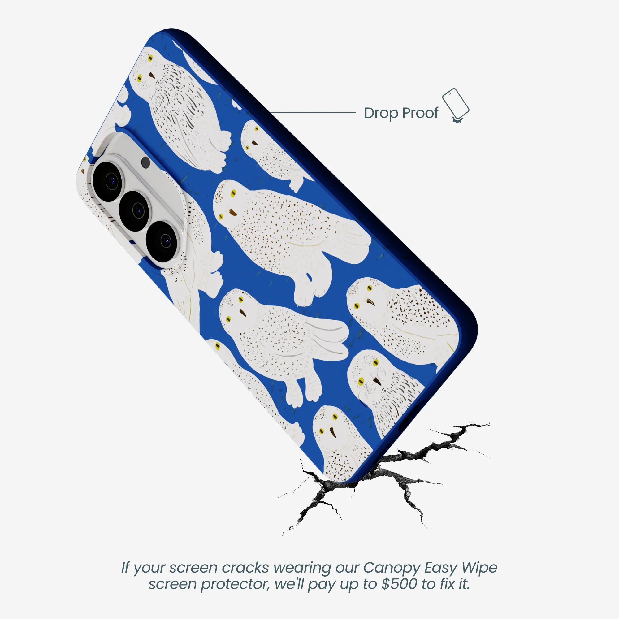Electric Blue Snowy Owls Samsung Galaxy S26 Case - Image 4