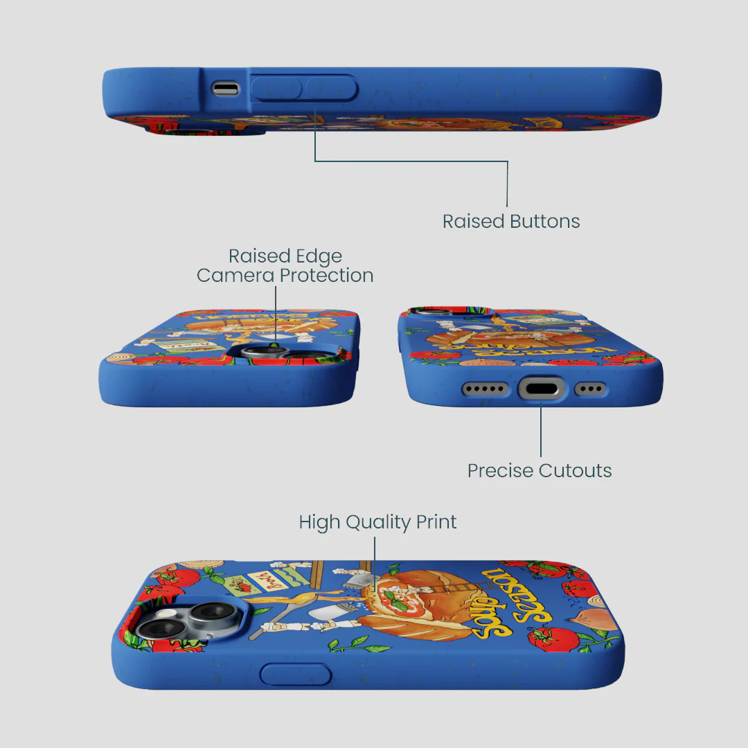 Electric Blue Soup Season iPhone 15 Case - Image 3