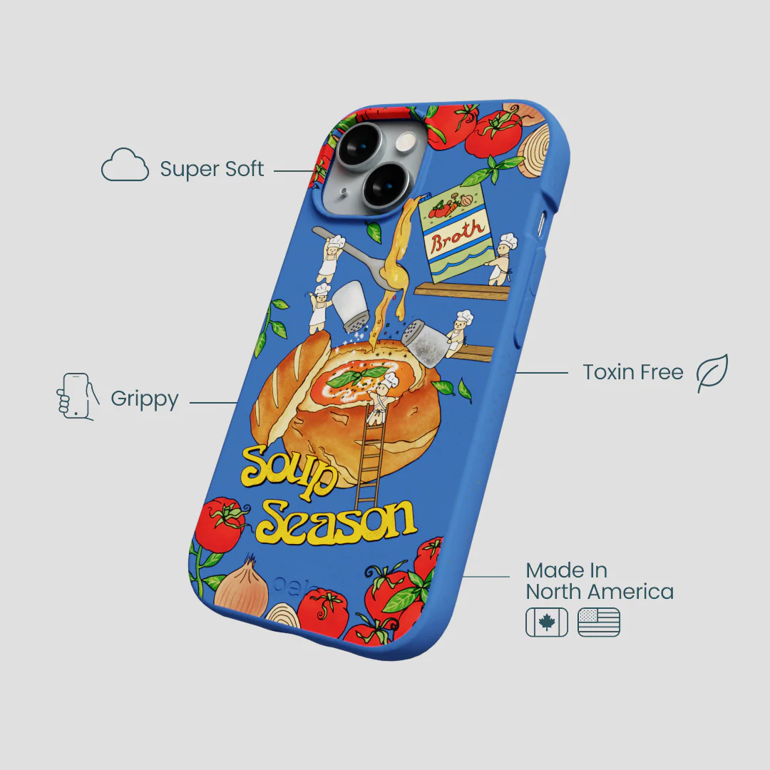 Electric Blue Soup Season iPhone 15 Case - Image 4