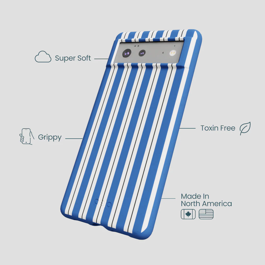 Electric Blue Striped Shirt Google Pixel 6 Case - Image 4