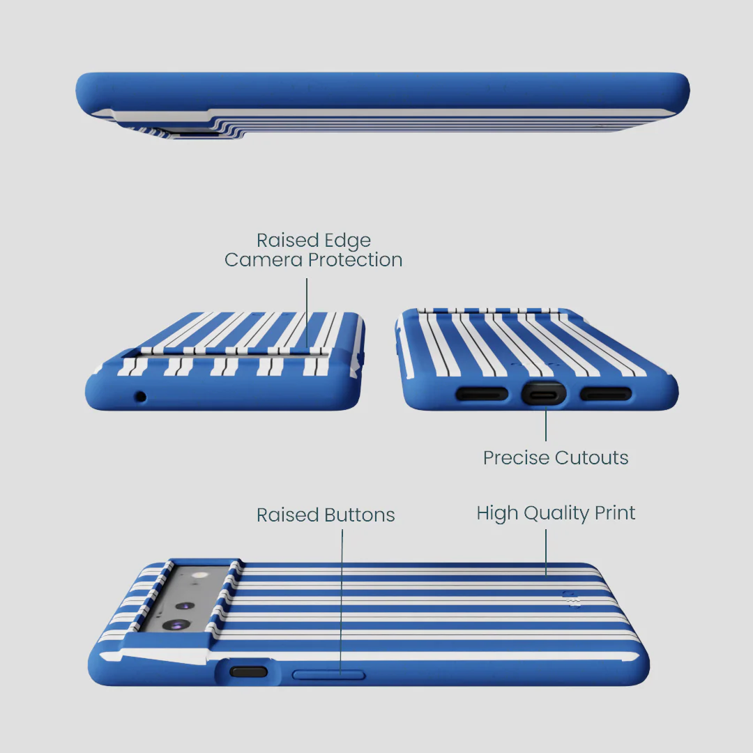 Electric Blue Striped Shirt Google Pixel 6a Case - Image 3