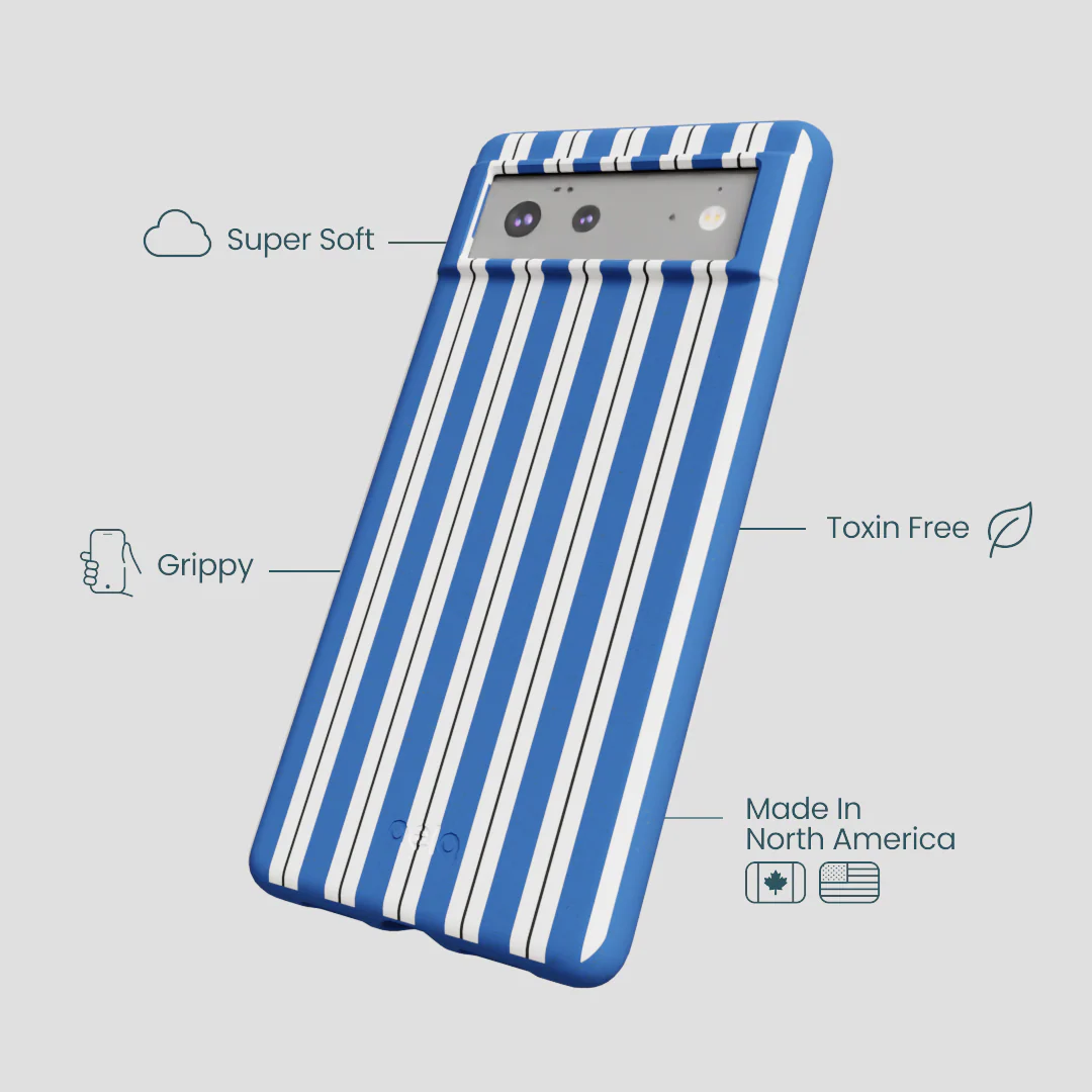 Electric Blue Striped Shirt Google Pixel 6a Case - Image 4