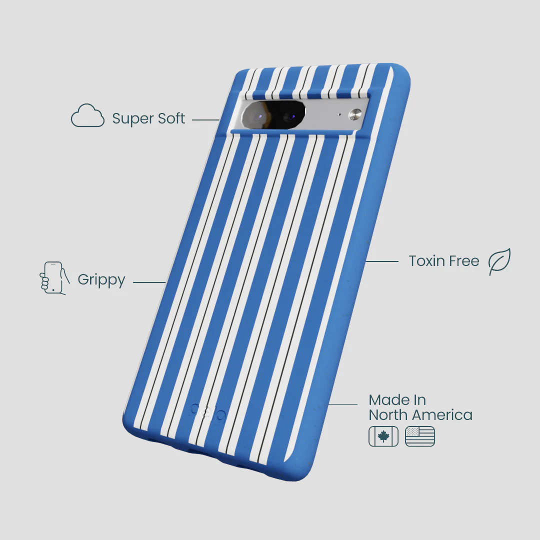 Electric Blue Striped Shirt Google Pixel 7 Case - Image 4