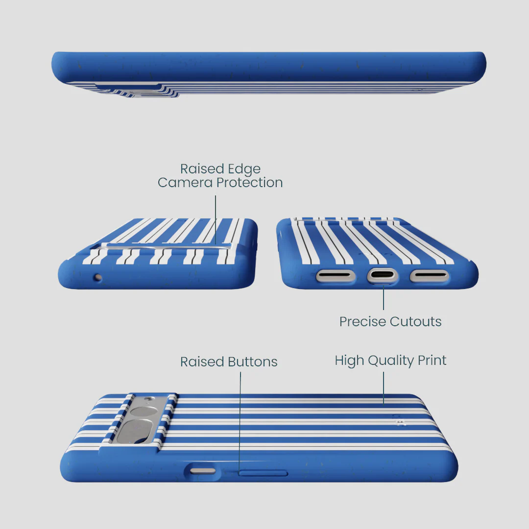 Electric Blue Striped Shirt Google Pixel 7 Pro Case - Image 3